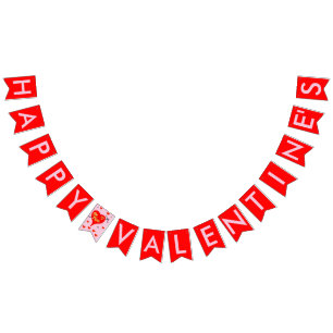 Valentine Be Mine Red Hearts Bunting Banner