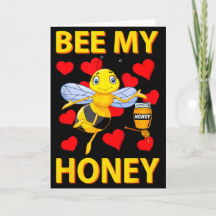 Valentine Be My Honey Bee Shirt Hearts Love You  Card