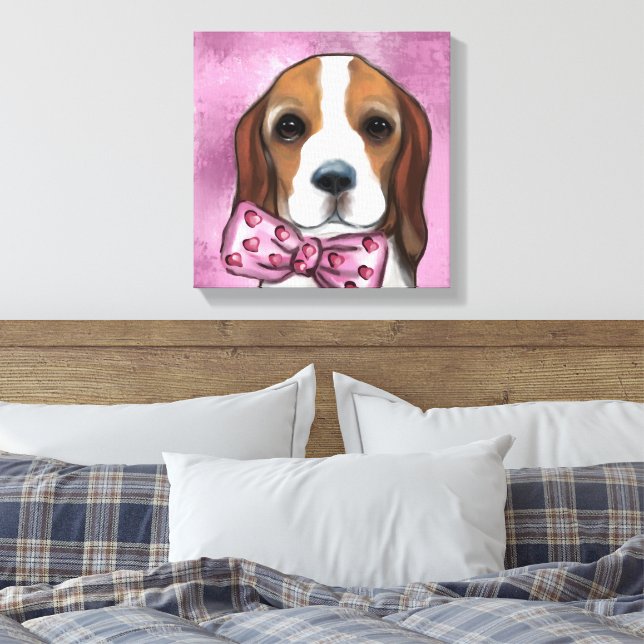 VALENTINE BEAGLE CANVAS PRINT (Insitu(Bedroom))