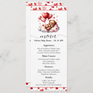 Valentine Bear Baby Shower Menu and Program Invitation