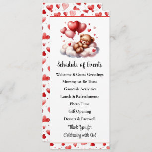 Valentine Bear Baby Shower Program Invitation
