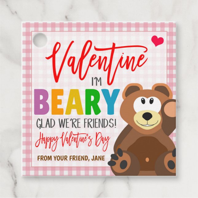 Valentine Bear Gift Tag (Front)