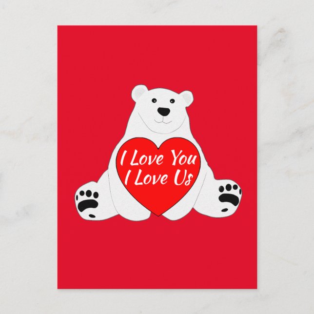 Valentine Bear Holding A Heart Postcard (Front)