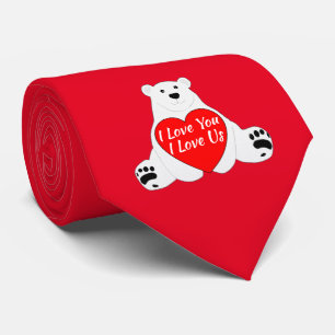 Valentine Bear Holding A Heart Tie
