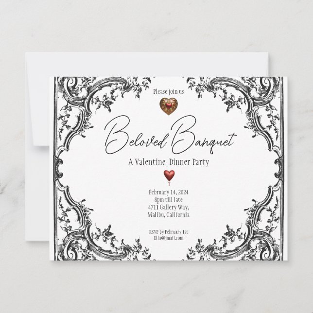 Valentine Beloved Banquet Dinner Party Invitation (Front)