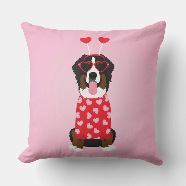 Valentine Bernese Mountain Dog Cushion (Front)