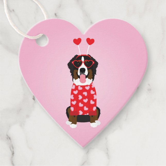 Valentine Bernese Mountain Dog Favour Tags (Front)