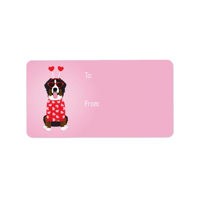 Valentine Bernese Mountain Dog Label (Front)