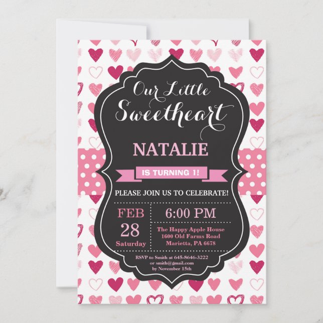 Valentine Birthday Our Little Sweetheart Invitation (Front)