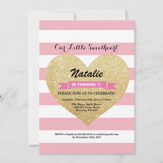 Valentine Birthday Our Little Sweetheart Invitation (Front)