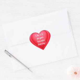 Valentine Birthday SWAK Red Heart Personalised Sticker