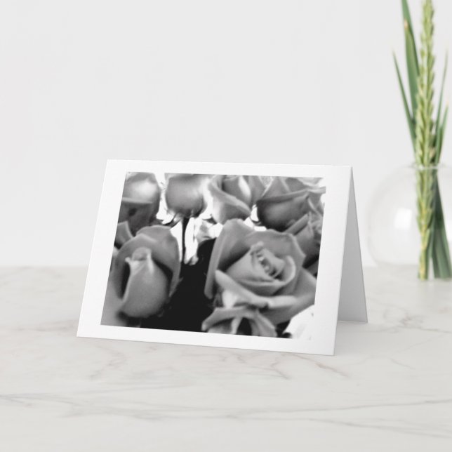 Valentine Black and White Roses Holiday Card (Front)