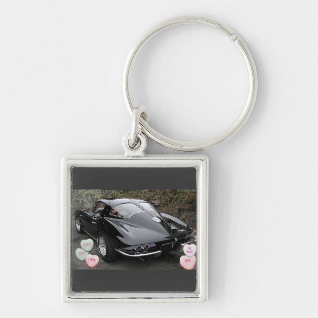 Valentine Black Corvette Key Ring (Front)