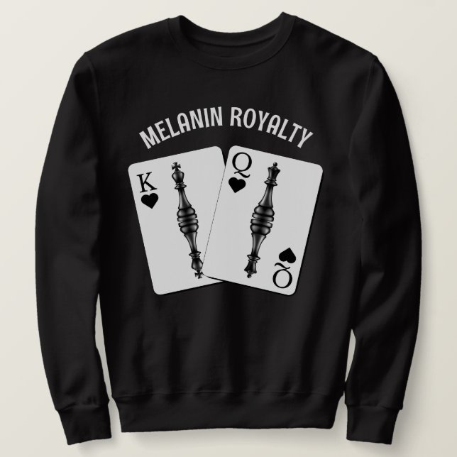 Valentine BLACK KING QUEEN PLAYING CARDS Couples Sweatshirt (Design Front)