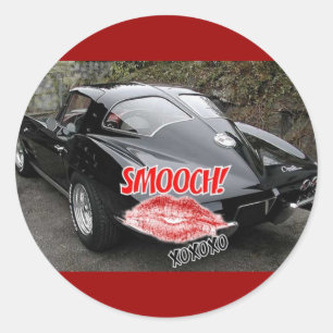 Valentine Black Split Window Corvette Classic Classic Round Sticker