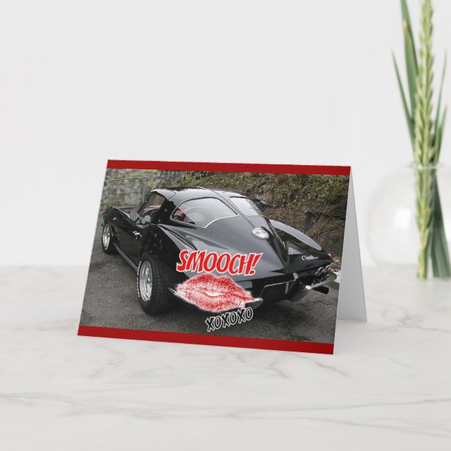 Valentine Black Split Window Corvette Classic Holiday Card (Front)