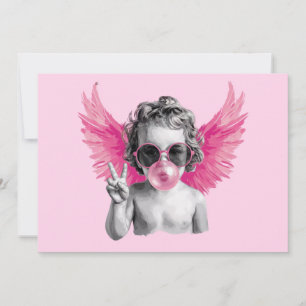 Valentine Blowing Bubble Cupid Valentines Day  Holiday Card