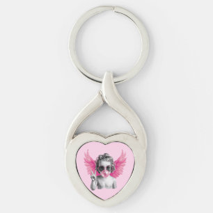 Valentine Blowing Bubble Cupid Valentines Day  Key Ring
