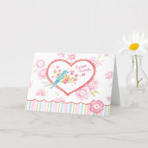 Valentine Blue Bird Sweet Tweets Bright Wishes Card