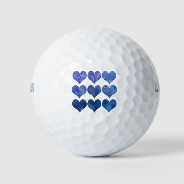 Valentine Blue Heart Abstract Golf Balls (Front)