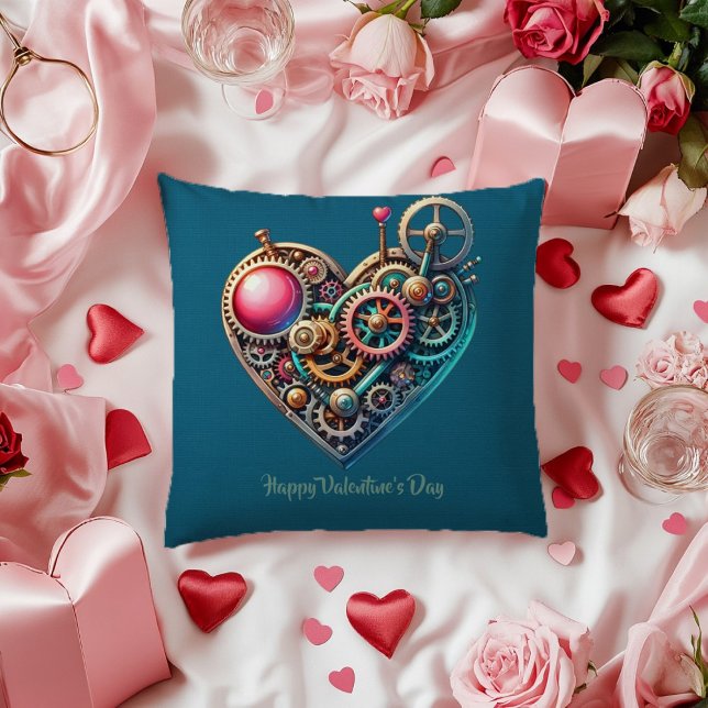 Valentine Blue Purple Butterfly Steampunk Heart Cushion (Creator Uploaded)