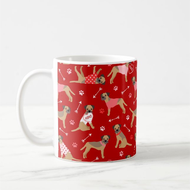Valentine Border Terrier Pattern Coffee Mug (Left)