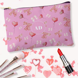 Valentine Bows and Heart Balloons Accessory Pouch