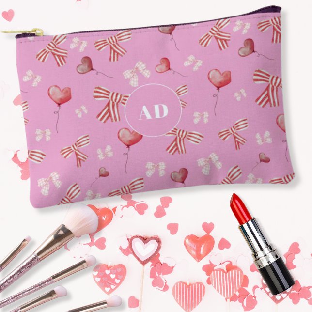 Valentine Bows and Heart Balloons Accessory Pouch (Creator Uploaded)