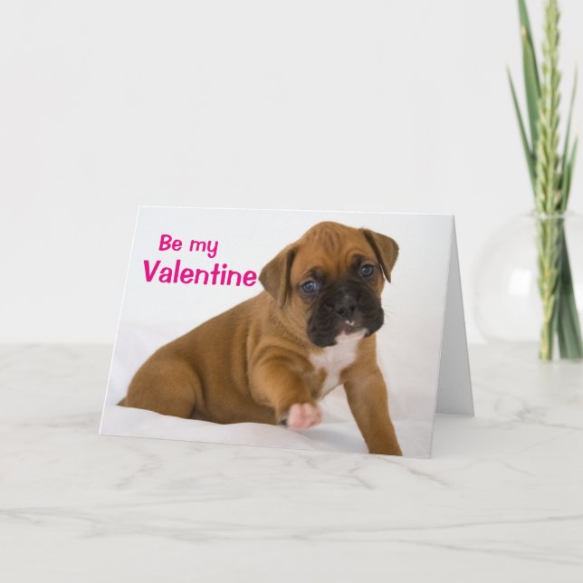 Valentine Boxer Puppy Card (Front)