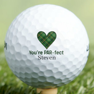 Valentine Boyfriend Gift Green Heart PAR-fect Love Golf Balls