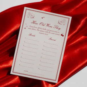 Valentine Bridal Shower Age Guessing Game Card