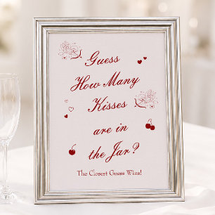 Valentine Bridal Shower Guess How Many Kisses Poster