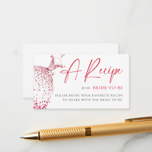 Valentine Bridal Shower Hearts Dress Bride Recipe Enclosure Card