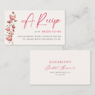 Valentine Bridal Shower Hearts Vines Bride Recipe Enclosure Card