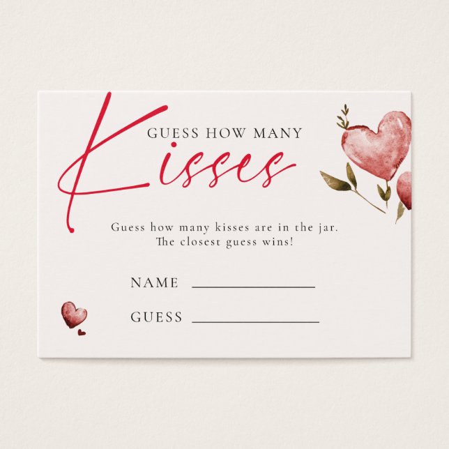 Valentine Bridal Shower How Many Kisses Game (Front)