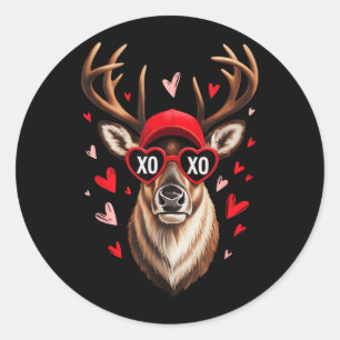 Valentine Buck Camo Deer Retro Hunting Boys Cap Classic Round Sticker