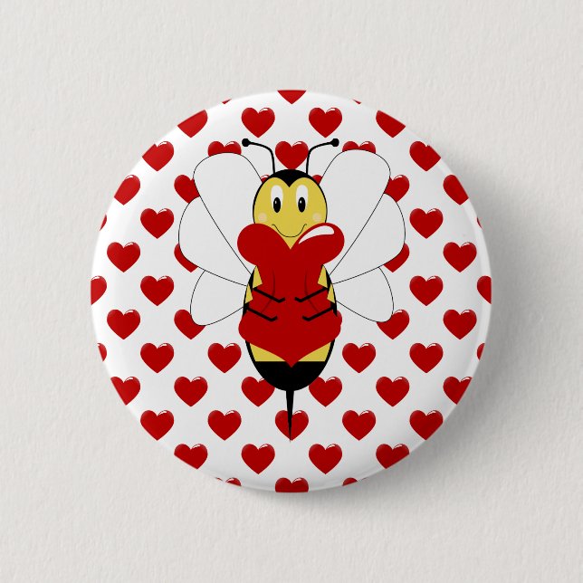 Valentine Bumble Bee Button (Front)