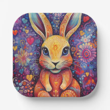 Valentine Bunny Flowers hearts purple