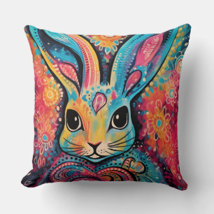 Valentine Bunny Positive vibes hearts Cushion