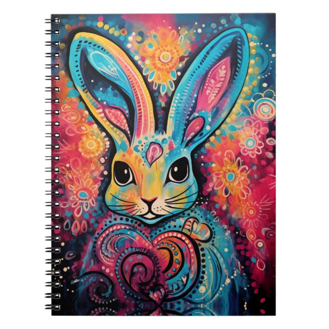 Valentine Bunny Positive vibes hearts Notebook (Front)