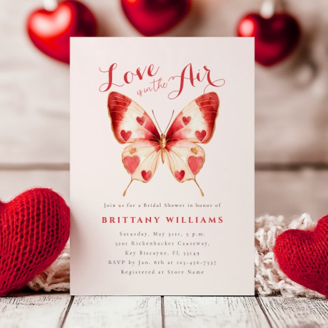 Valentine Butterfly Bridal Shower Invitation (Creator Uploaded)