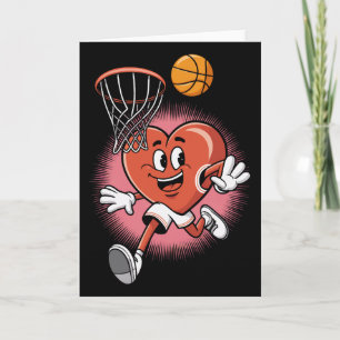 Valentine Bysketbyll Heart Dunking Into Hoop Fun  Card