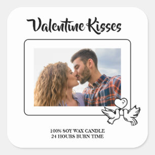 Valentine Candle Label Sweet Kisses & Love Birds