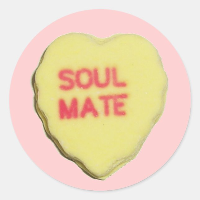 Valentine Candy Heart Classic Round Sticker (Front)