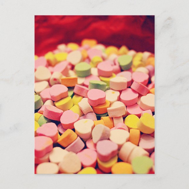 Valentine Candy Hearts Holiday Postcard (Front)