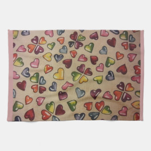 Valentine Candy Hearts Tea Towel