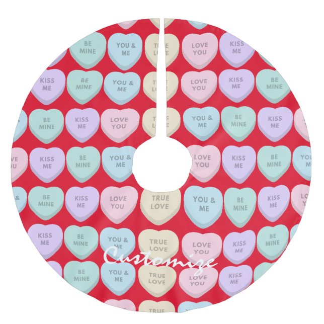 Valentine Candy Hearts Thunder_Cove Brushed Polyester Tree Skirt (Front)