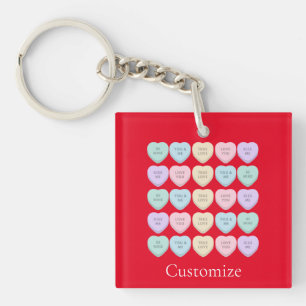 Valentine Candy Hearts Thunder_Cove Key Ring