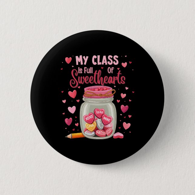 Valentine Candy Jar Teacher  6 Cm Round Badge (Front)