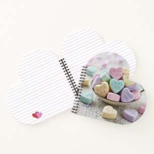 Valentine Candy SweetHearts adorable Heart shaped Notebook